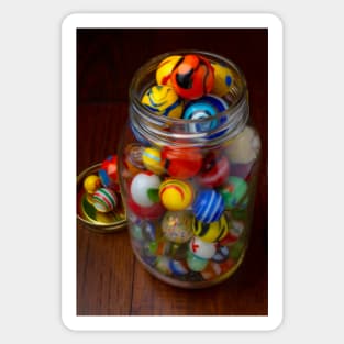 Old Jar Full Of Childhood Marbles Sticker